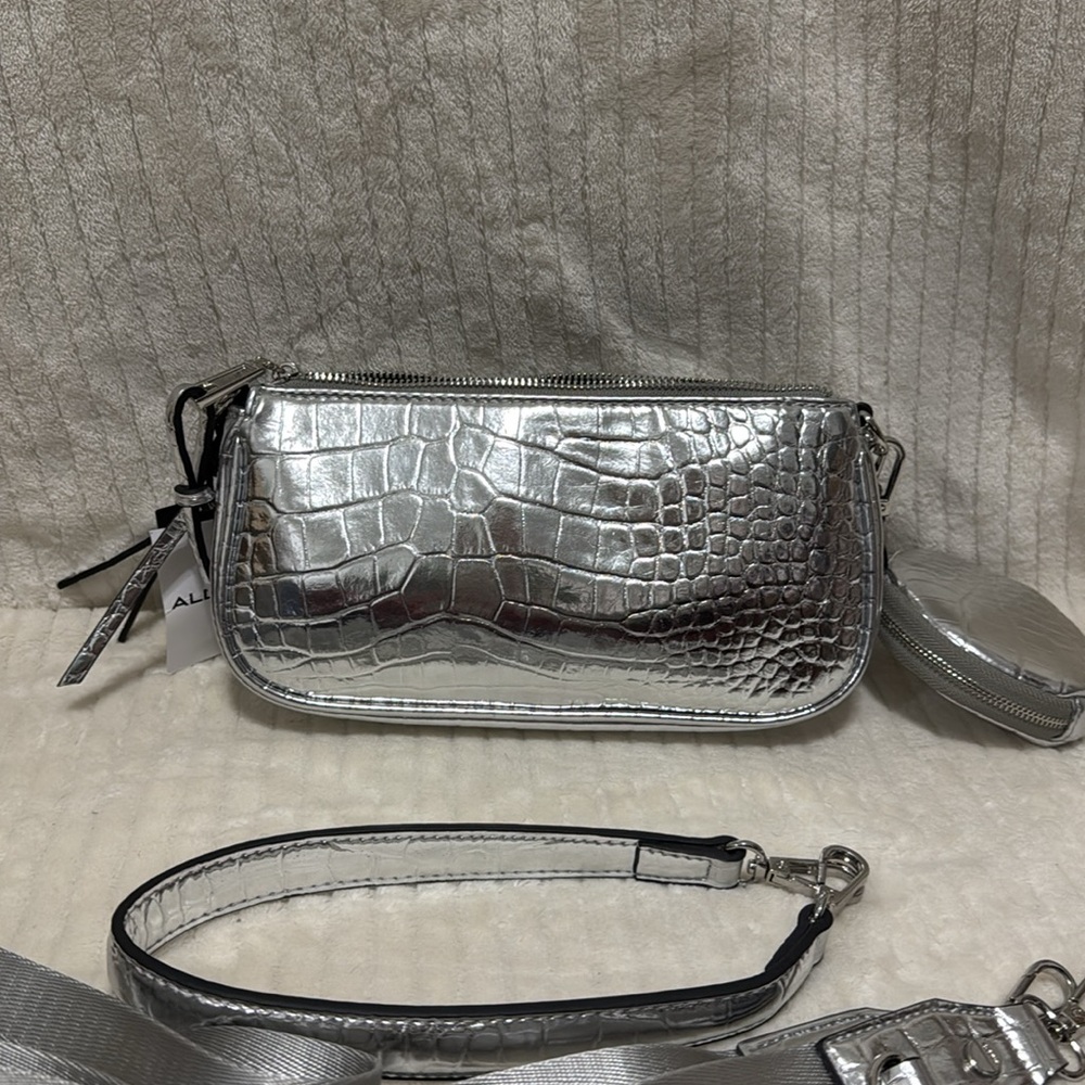 Aldo Silver Metallic Multi Purpose Crossbody Bag - Picture 9 of 11